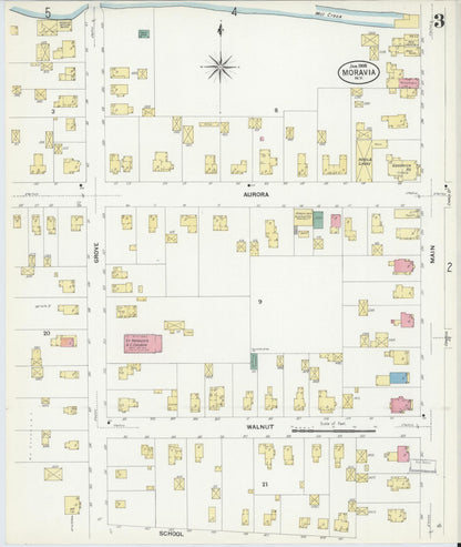 Sanborn Fire Insurance Map from Moravia, Cayuga County, New York (1908), Sheet #0003 - Complete Map Set gallery image, historic Sanborn map, vintage wall art, New York New York