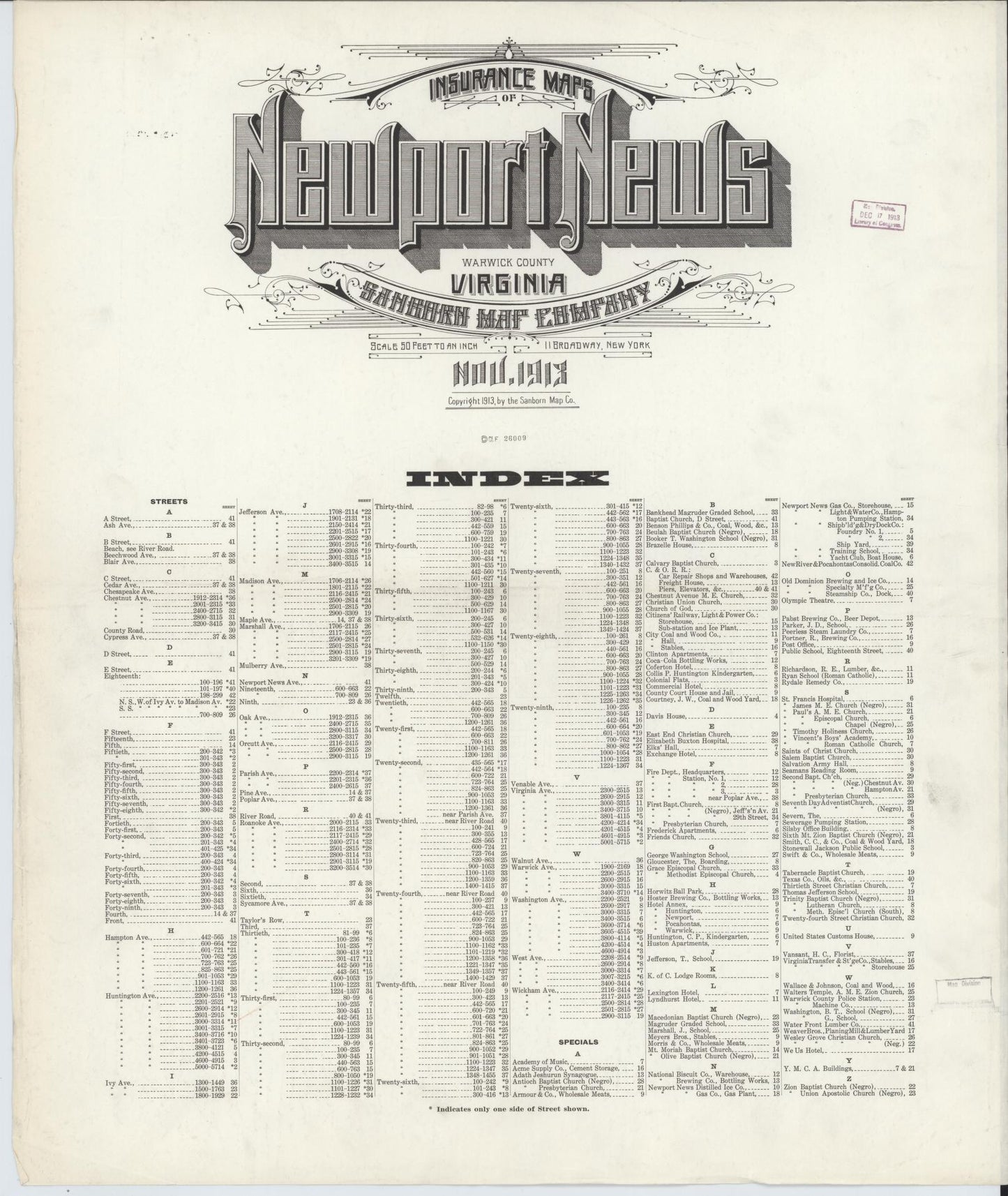 Sanborn Fire Insurance Map from Newport News, Independent Cities, Virginia. (1913) – Historic Sanborn Fire Insurance Map Print