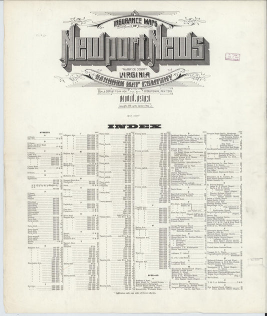 Sanborn Fire Insurance Map from Newport News, Independent Cities, Virginia. (1913) – Historic Sanborn Fire Insurance Map Print