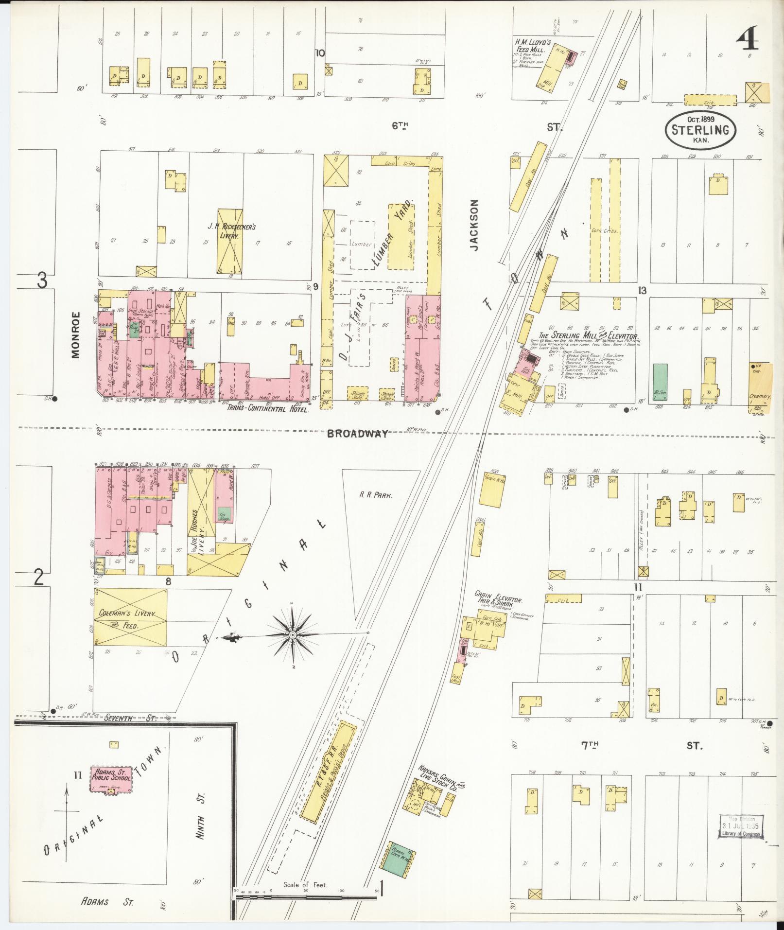 Sanborn Fire Insurance Map from Sterling, Rice County, Kansas (1899), Sheet #0004 - Complete Map Set gallery image, historic Sanborn map, vintage wall art, Kansas Kansas