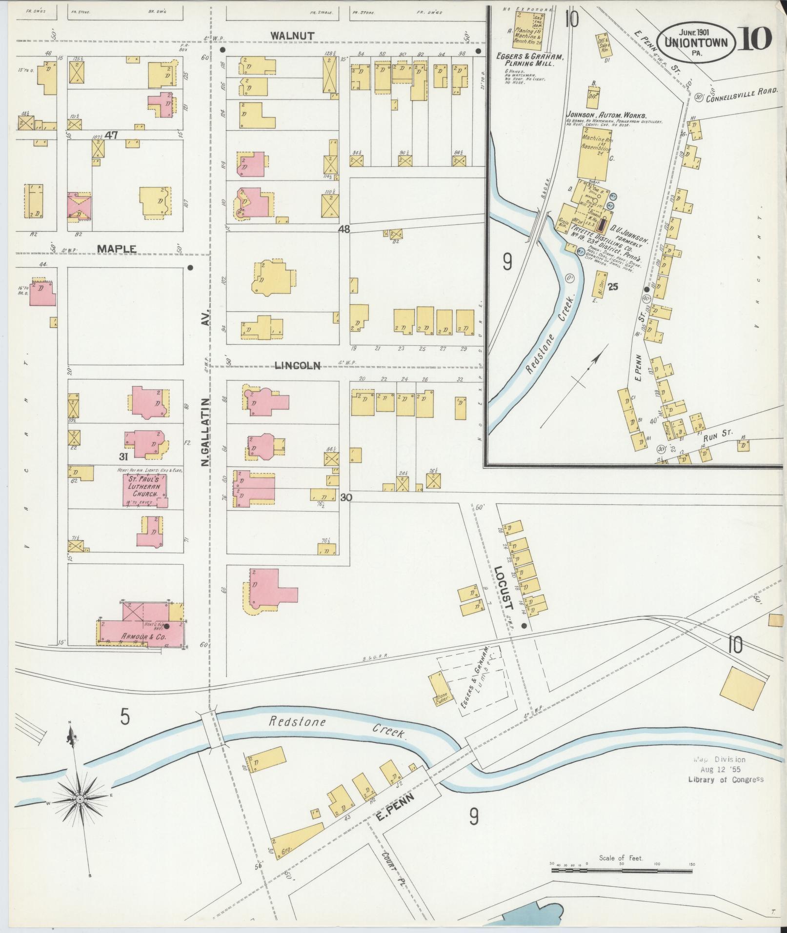 Sanborn Fire Insurance Map from Uniontown, Fayette County, Pennsylvania (1901), Sheet #0010 - Complete Map Set gallery image, historic Sanborn map, vintage wall art, Pennsylvania Pennsylvania