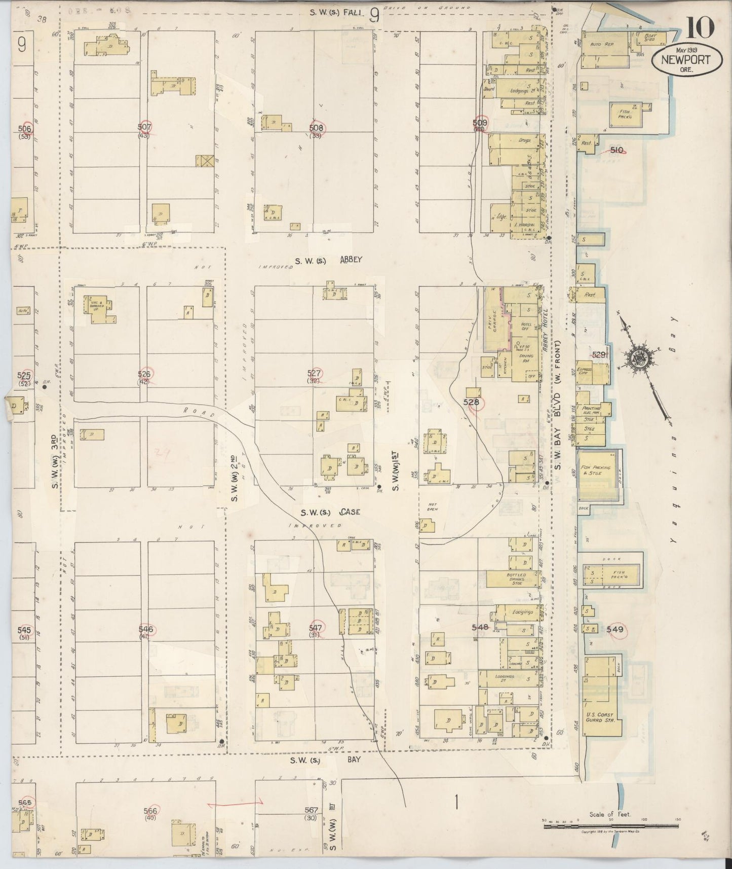 Sanborn Fire Insurance Map from Newport, Lincoln County, Oregon (1940), Sheet #0010 - Complete Map Set gallery image, historic Sanborn map, vintage wall art, Oregon Oregon