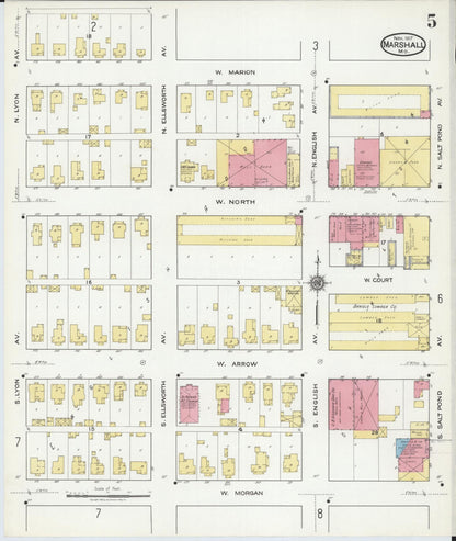 Sanborn Fire Insurance Map from Marshall, Saline County, Missouri (1917), Sheet #0005 - Complete Map Set gallery image, historic Sanborn map, vintage wall art, Missouri Missouri
