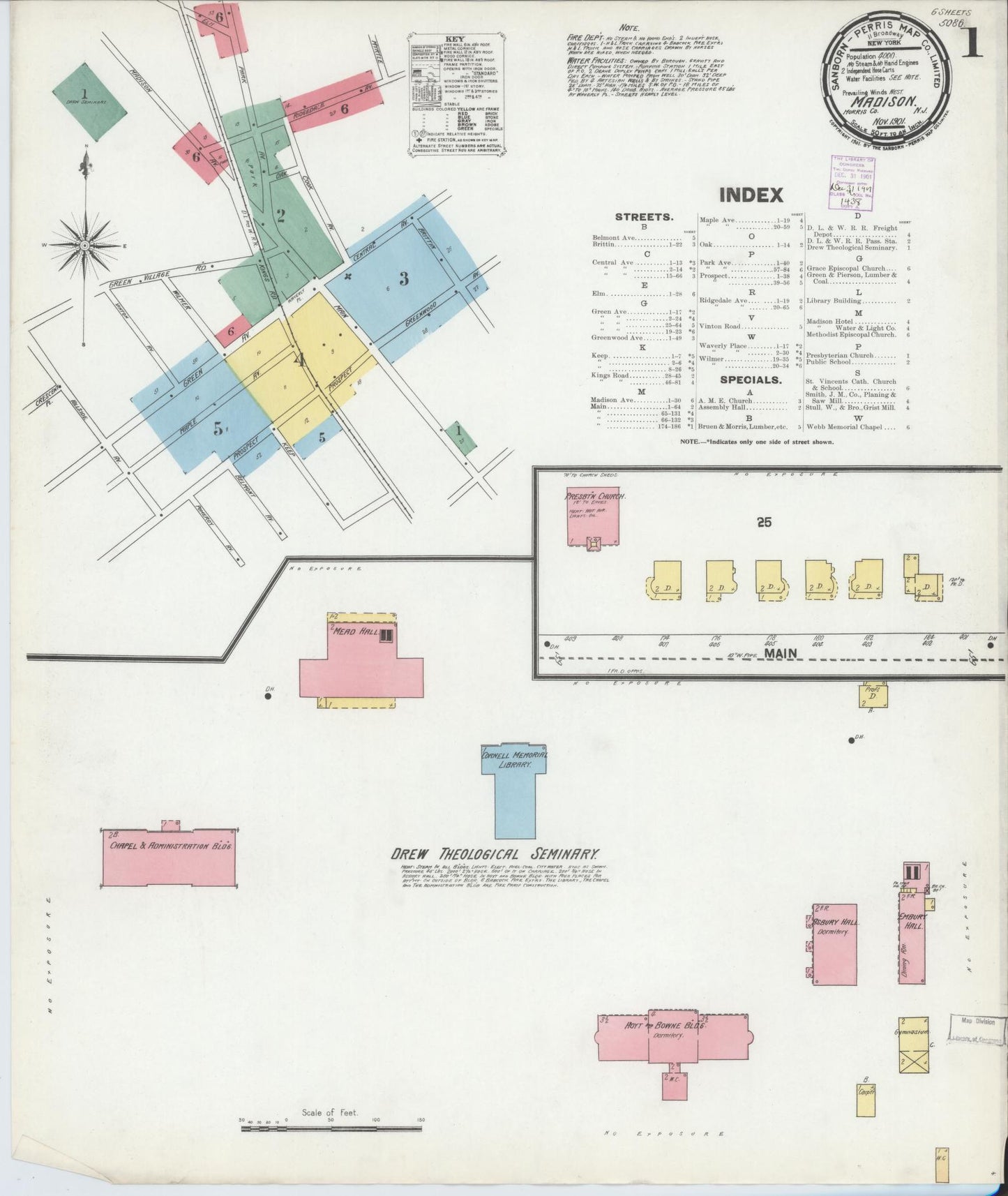 Sanborn Fire Insurance Map from Madison, Morris County, New Jersey. (1901) – Historic Sanborn Fire Insurance Map Print