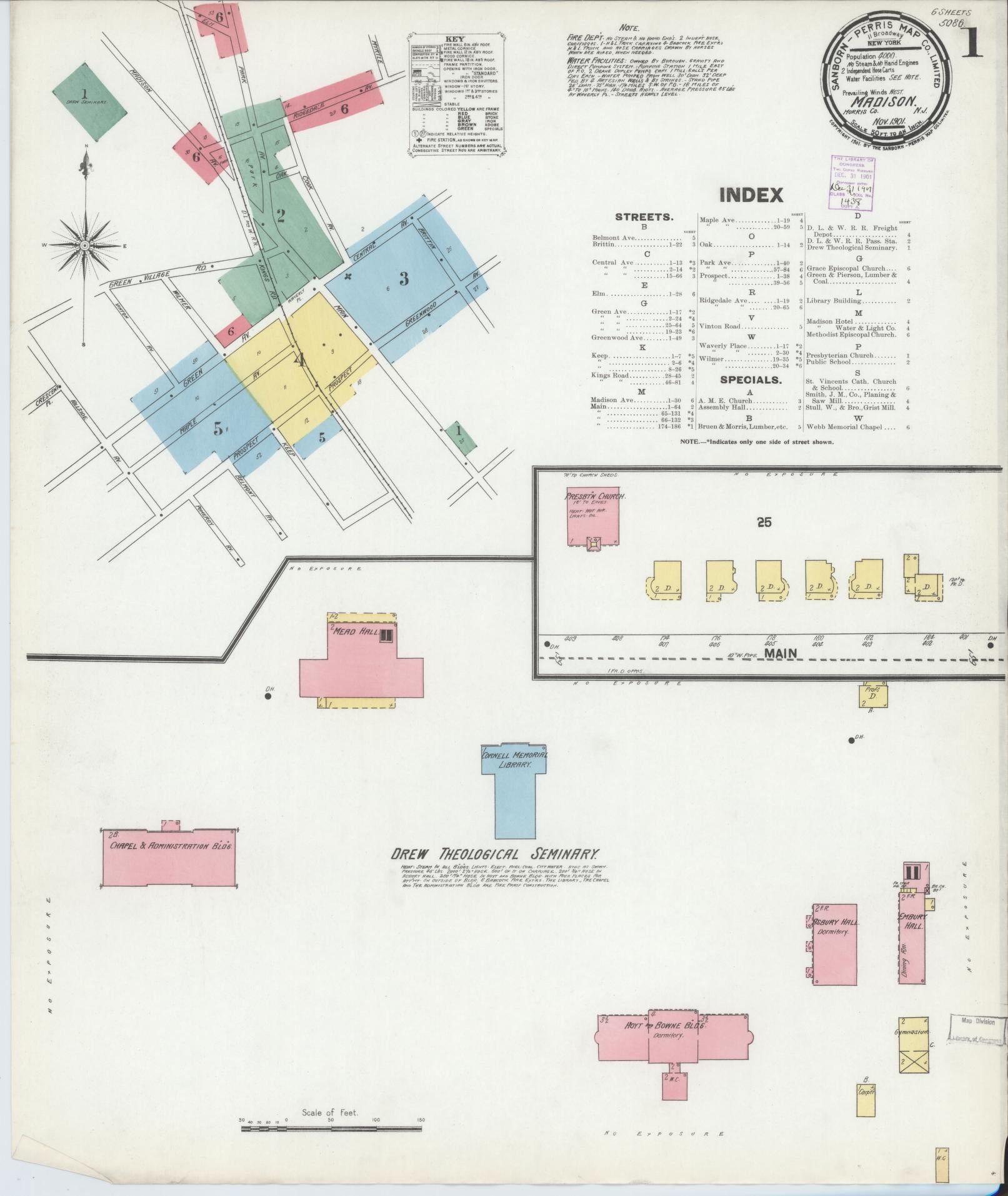 Sanborn Fire Insurance Map from Madison, Morris County, New Jersey. (1901) – Historic Sanborn Fire Insurance Map Print