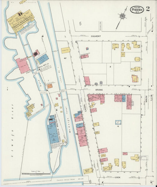 Sanborn Fire Insurance Map from Phoenix, Oswego County, New York (1919), Sheet #0002 - Historic Sanborn Fire Insurance Map Print, vintage old map wall art, antique decor, genealogy gift, New York New York map