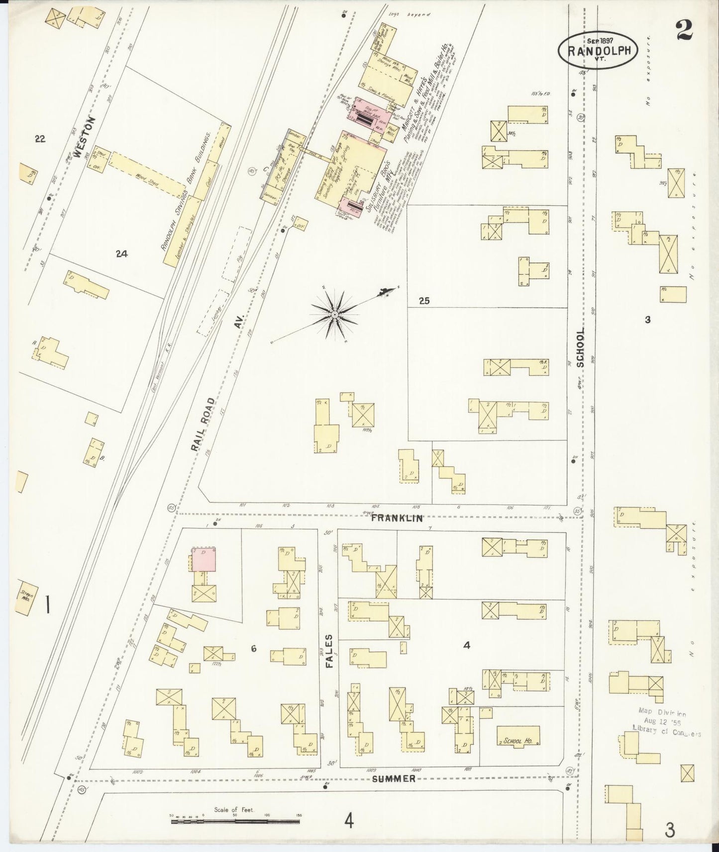 Sanborn Fire Insurance Map from Randolph, Orange County, Vermont (1897), Sheet #0002 - Complete Map Set gallery image, historic Sanborn map, vintage wall art, Vermont Vermont