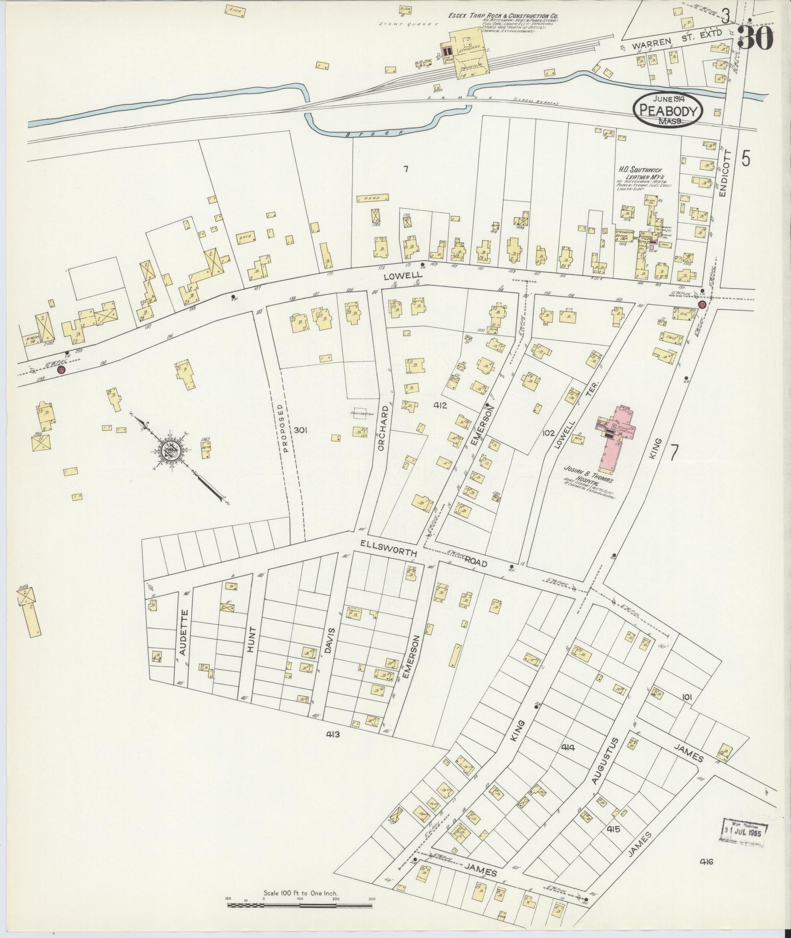 Sanborn Fire Insurance Map from Peabody, Essex County, Massachusetts (1914), Sheet #0030 - Complete Map Set gallery image, historic Sanborn map, vintage wall art, Massachusetts Massachusetts