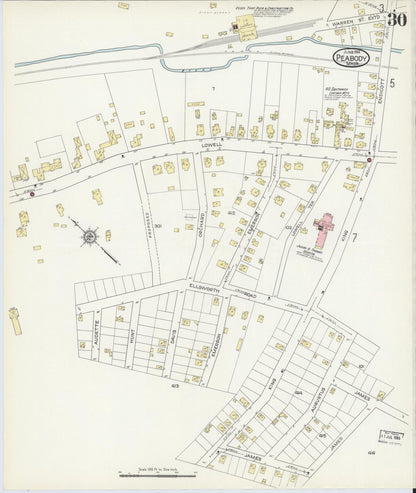 Sanborn Fire Insurance Map from Peabody, Essex County, Massachusetts (1914), Sheet #0030 - Complete Map Set gallery image, historic Sanborn map, vintage wall art, Massachusetts Massachusetts