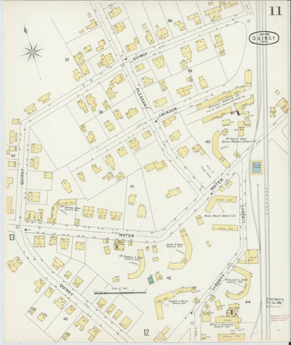 Sanborn Fire Insurance Map from Quincy, Norfolk County, Massachusetts (1896), Sheet #0011 - Historic Sanborn Fire Insurance Map Print, vintage old map wall art, antique decor, genealogy gift, Massachusetts Massachusetts map