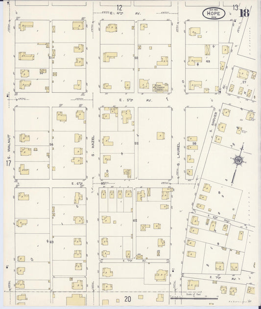 Sanborn Fire Insurance Map from Hope, Hempstead County, Arkansas (1913), Sheet #0018 - Historic Sanborn Fire Insurance Map Print, vintage old map wall art, antique decor, genealogy gift, Arkansas Arkansas map