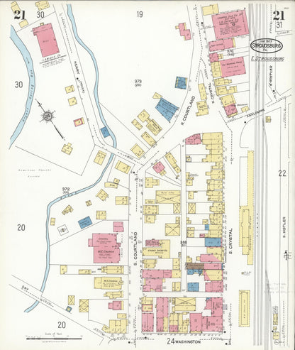 Sanborn Fire Insurance Map from Stroudsburg, Monroe County, Pennsylvania (1923), Sheet #0021 - Complete Map Set gallery image, historic Sanborn map, vintage wall art, Pennsylvania Pennsylvania