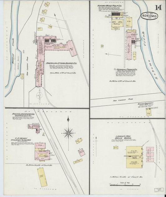 Sanborn Fire Insurance Map from Kokomo, Howard County, Indiana (1889), Sheet #0014 - Historic Sanborn Fire Insurance Map Print, vintage old map wall art, antique decor, genealogy gift, Indiana Indiana map