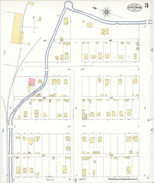 Sanborn Fire Insurance Map from North Yakima, Yakima County, Washington (1909), Sheet #0003 - Historic Sanborn Fire Insurance Map Print, vintage old map wall art, antique decor, genealogy gift, Washington Washington map