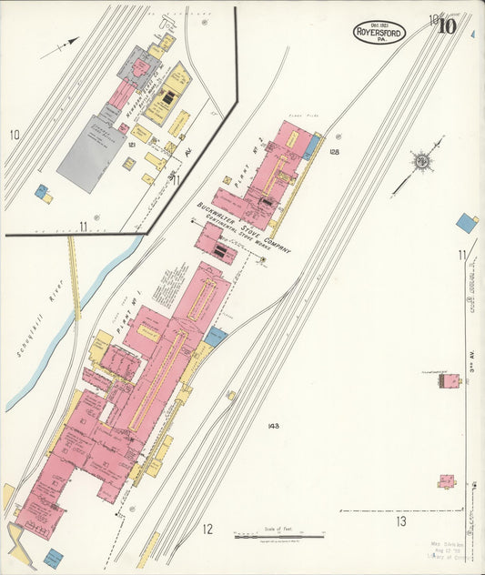Sanborn Fire Insurance Map from Royersford, Montgomery County, Pennsylvania (1921), Sheet #0010 - Historic Sanborn Fire Insurance Map Print, vintage old map wall art, antique decor, genealogy gift, Pennsylvania Pennsylvania map