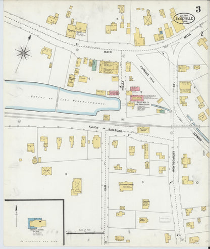 Sanborn Fire Insurance Map from Lakeville, Litchfield County, Connecticut (1904), Sheet #0003 - Complete Map Set gallery image, historic Sanborn map, vintage wall art, Connecticut Connecticut