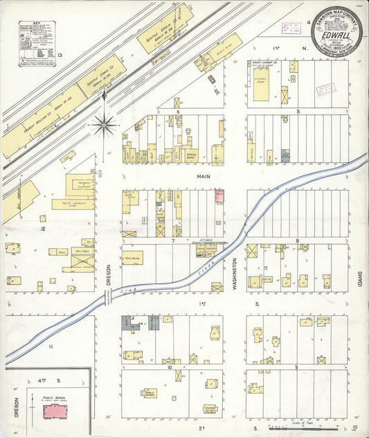 Sanborn Fire Insurance Map from Edwall, Lincoln County, Washington (1909), Sheet #0001 - Historic Sanborn Fire Insurance Map Print, vintage old map wall art, antique decor, genealogy gift, Washington Washington map