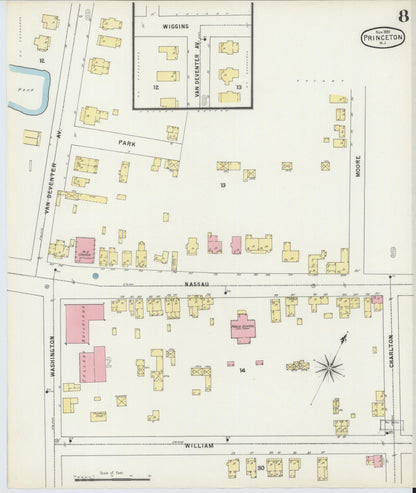 Sanborn Fire Insurance Map from Princeton, Mercer County, New Jersey (1895), Sheet #0008 - Complete Map Set gallery image, historic Sanborn map, vintage wall art, New Jersey New Jersey
