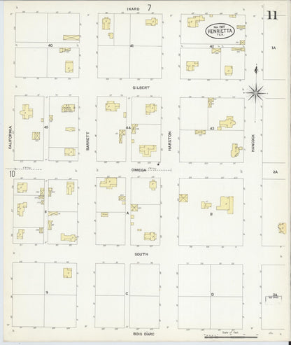 Sanborn Fire Insurance Map from Henrietta, Clay County, Texas (1907), Sheet #0011 - Historic Sanborn Fire Insurance Map Print, vintage old map wall art, antique decor, genealogy gift, Texas Texas map