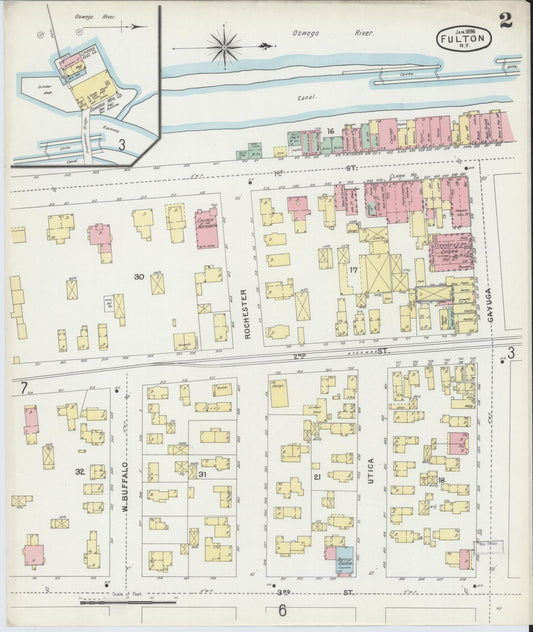 Sanborn Fire Insurance Map from Fulton, Oswego County, New York (1896), Sheet #0002 - Complete Map Set gallery image, historic Sanborn map, vintage wall art, New York New York