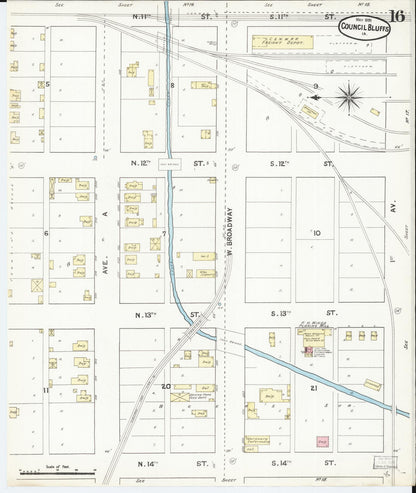 Sanborn Fire Insurance Map from Council Bluffs, Pottawattamie County, Iowa (1891), Sheet #0016 - Historic Sanborn Fire Insurance Map Print
