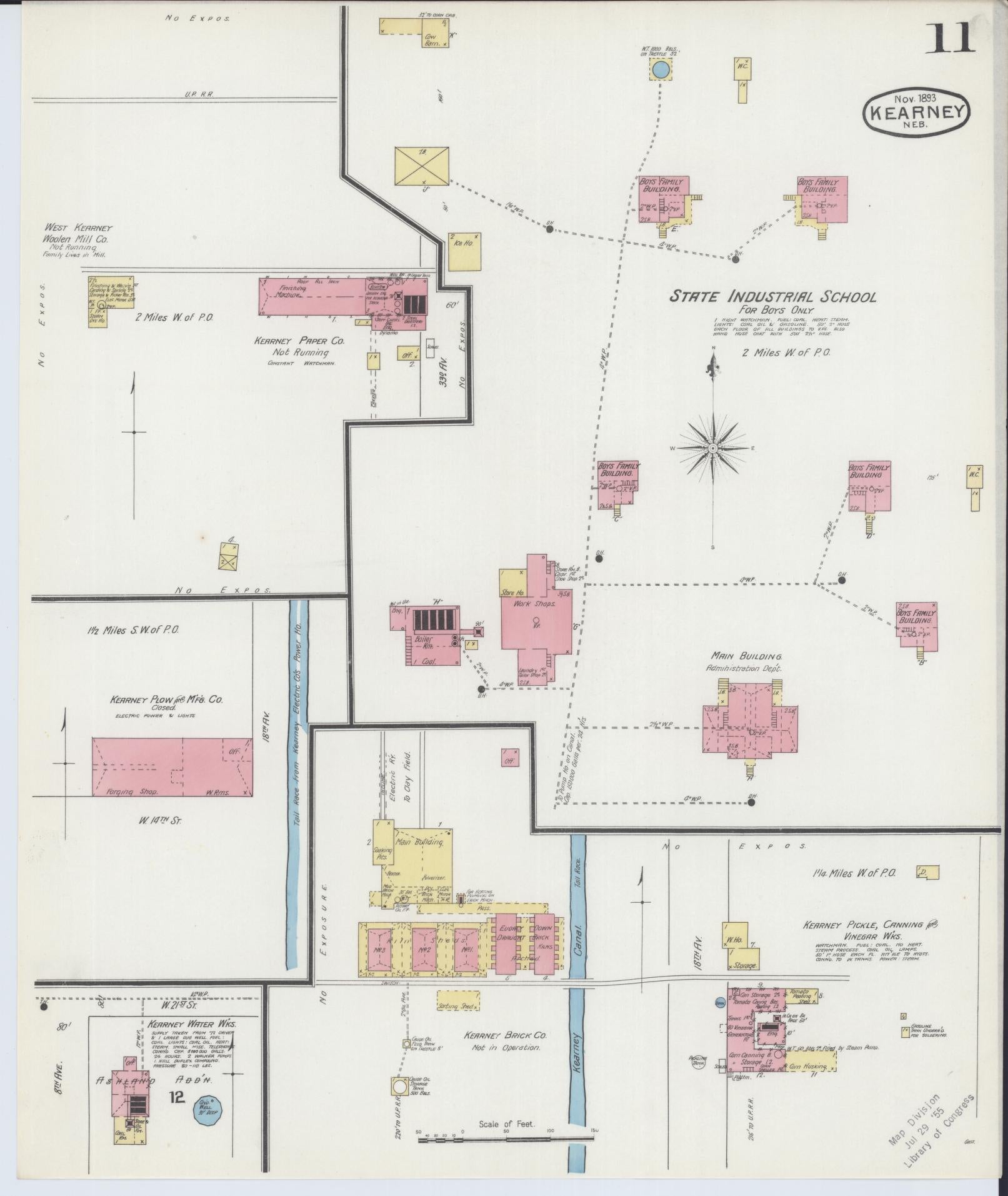 Sanborn Fire Insurance Map from Kearney, Buffalo County, Nebraska (1893), Sheet #0011 - Complete Map Set gallery image, historic Sanborn map, vintage wall art, Nebraska Nebraska