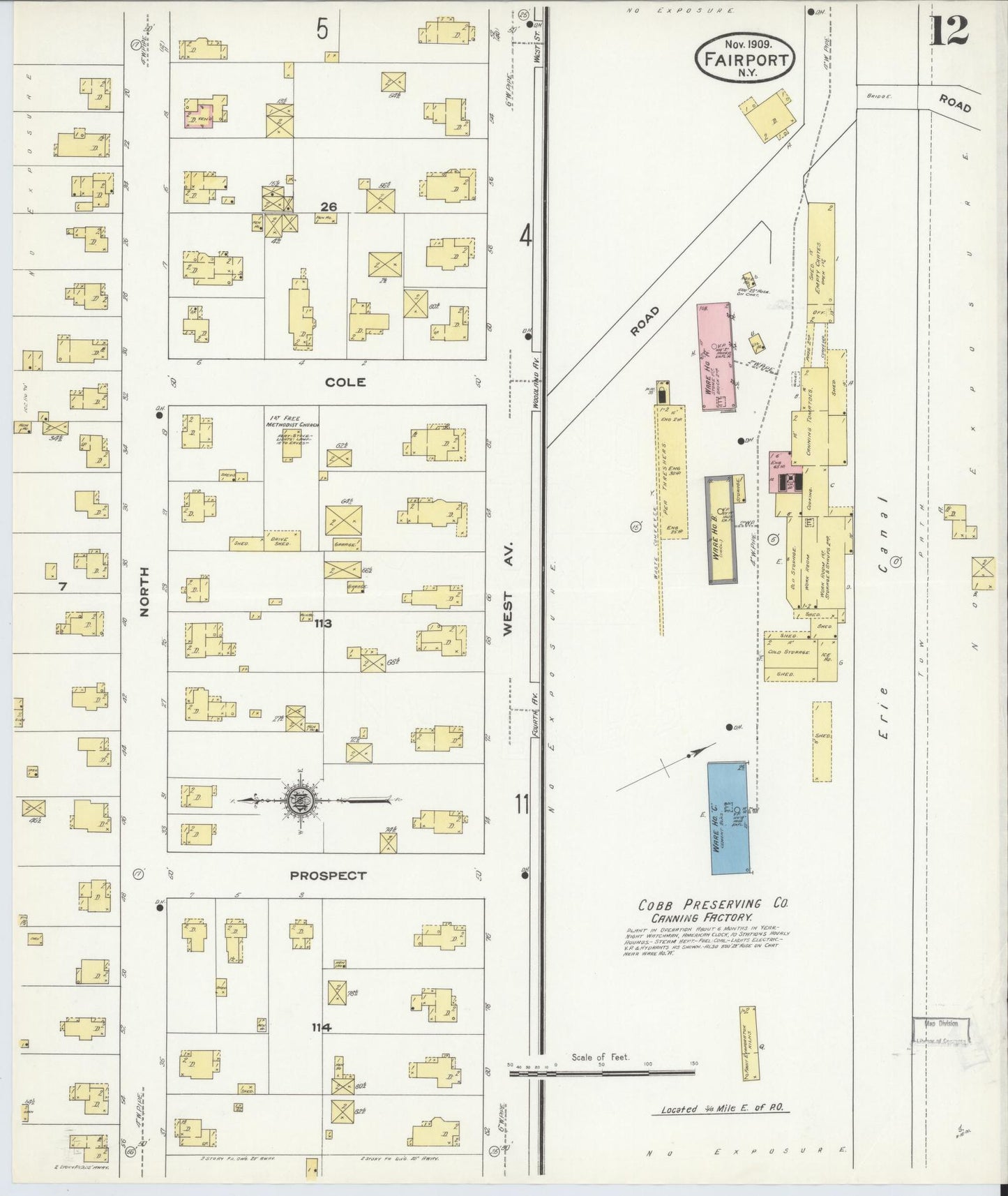 Sanborn Fire Insurance Map from Fairport, Monroe County, New York (1909), Sheet #0012 - Complete Map Set gallery image, historic Sanborn map, vintage wall art, New York New York