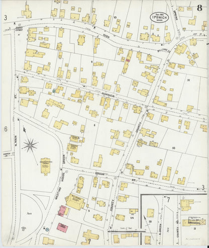 Sanborn Fire Insurance Map from Ipswich, Essex County, Massachusetts (1902), Sheet #0008 - Complete Map Set gallery image, historic Sanborn map, vintage wall art, Massachusetts Massachusetts