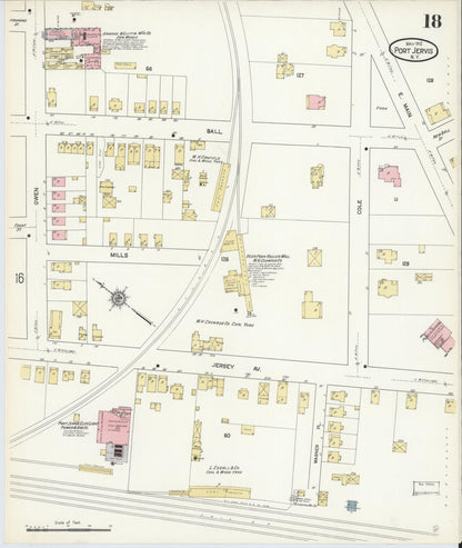 Sanborn Fire Insurance Map from Port Jervis, Orange County, New York (1912), Sheet #0018 - Complete Map Set gallery image, historic Sanborn map, vintage wall art, New York New York
