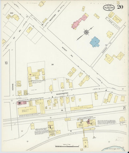 Sanborn Fire Insurance Map from Auburn, Androscoggin County, Maine (1914), Sheet #0020 - Complete Map Set gallery image, historic Sanborn map, vintage wall art, Maine Maine