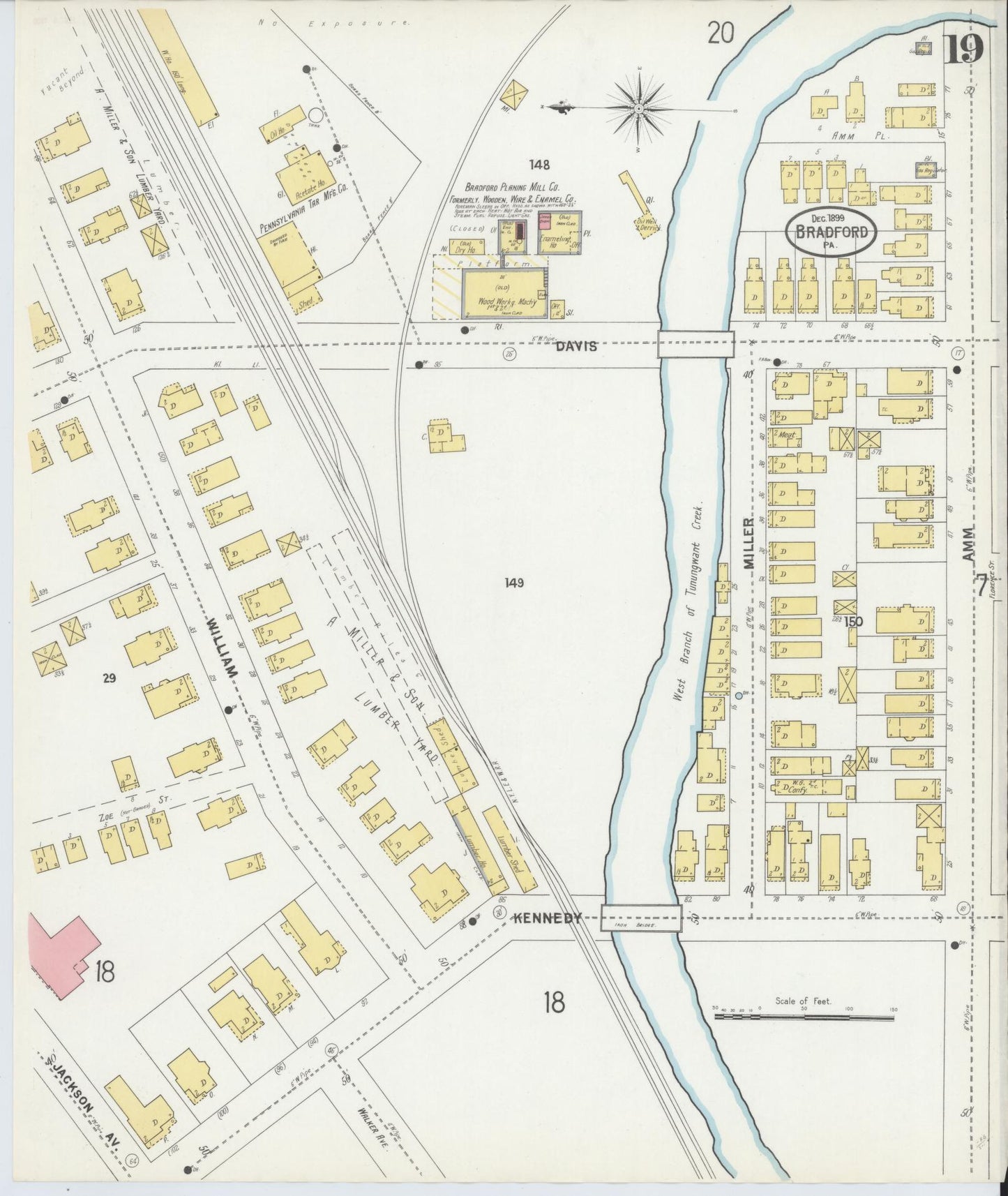 Sanborn Fire Insurance Map from Bradford, McKean County, Pennsylvania (1899), Sheet #0019 - Historic Sanborn Fire Insurance Map Print, vintage old map wall art, antique decor, genealogy gift, Pennsylvania Pennsylvania map