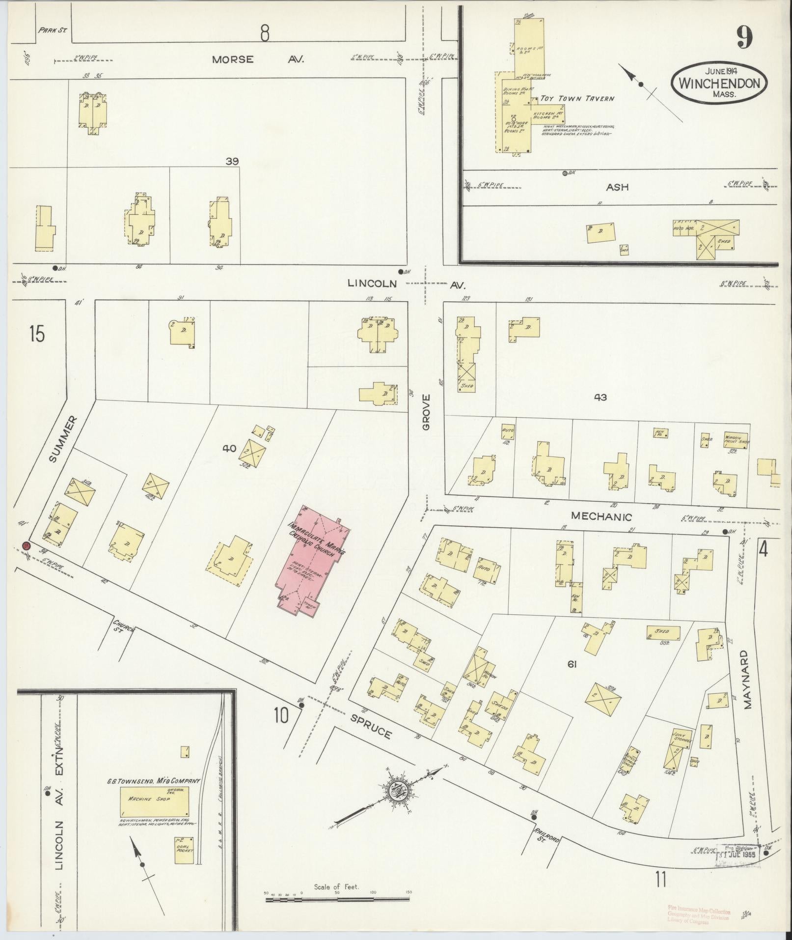 Sanborn Fire Insurance Map from Winchendon, Worcester County, Massachusetts (1914), Sheet #0009 - Complete Map Set gallery image, historic Sanborn map, vintage wall art, Massachusetts Massachusetts