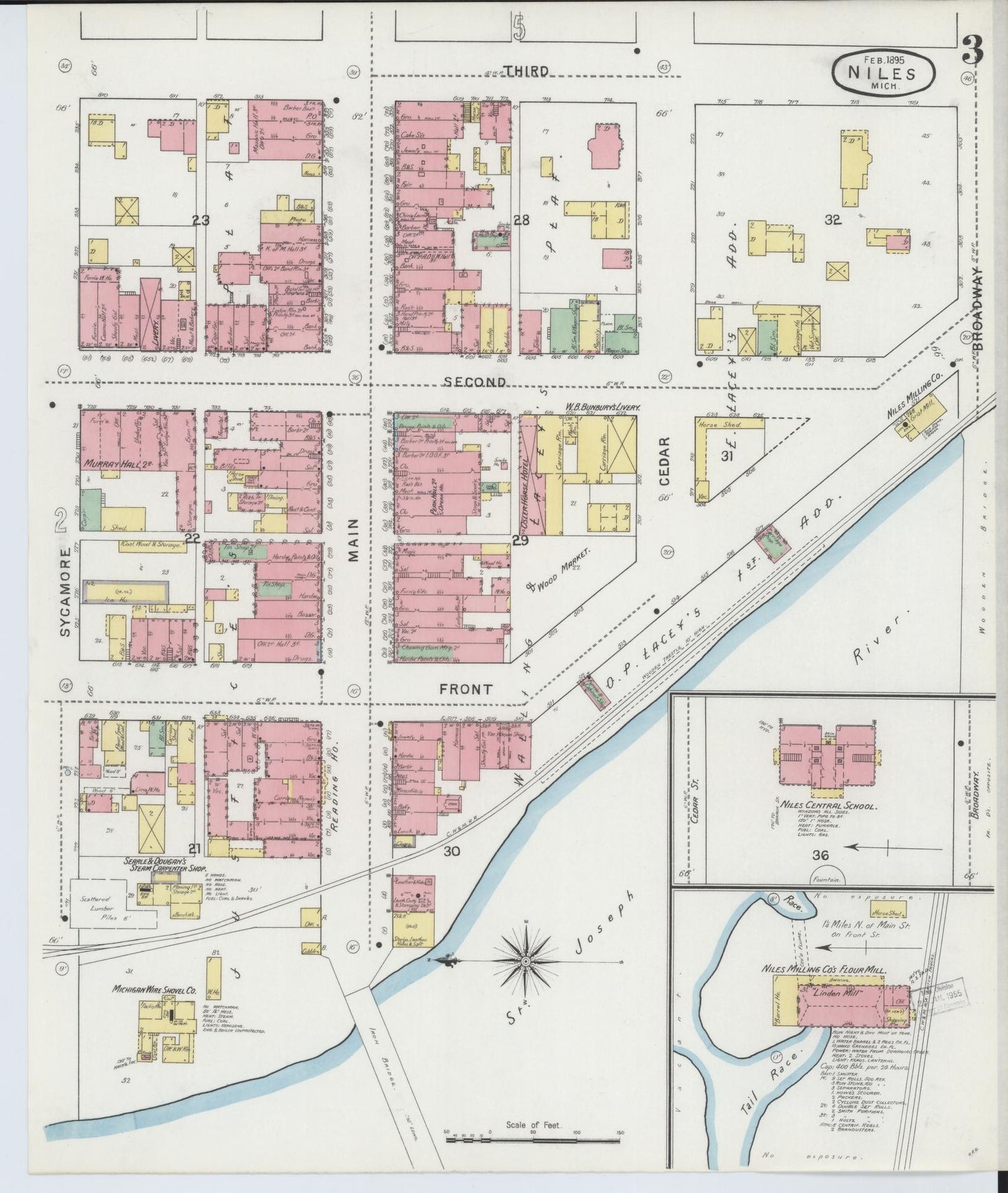 Sanborn Fire Insurance Map from Niles, Berrien County, Michigan (1895), Sheet #0003 - Historic Sanborn Fire Insurance Map Print, vintage old map wall art, antique decor, genealogy gift, Michigan Michigan map
