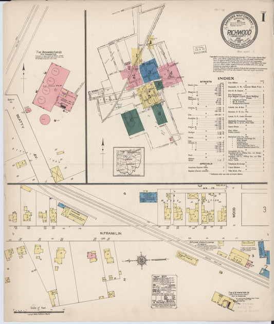Sanborn Fire Insurance Map from Richwood, Union County, Ohio (1921), Sheet #0001 - Historic Sanborn Fire Insurance Map Print, vintage old map wall art, antique decor, genealogy gift, Ohio Ohio map