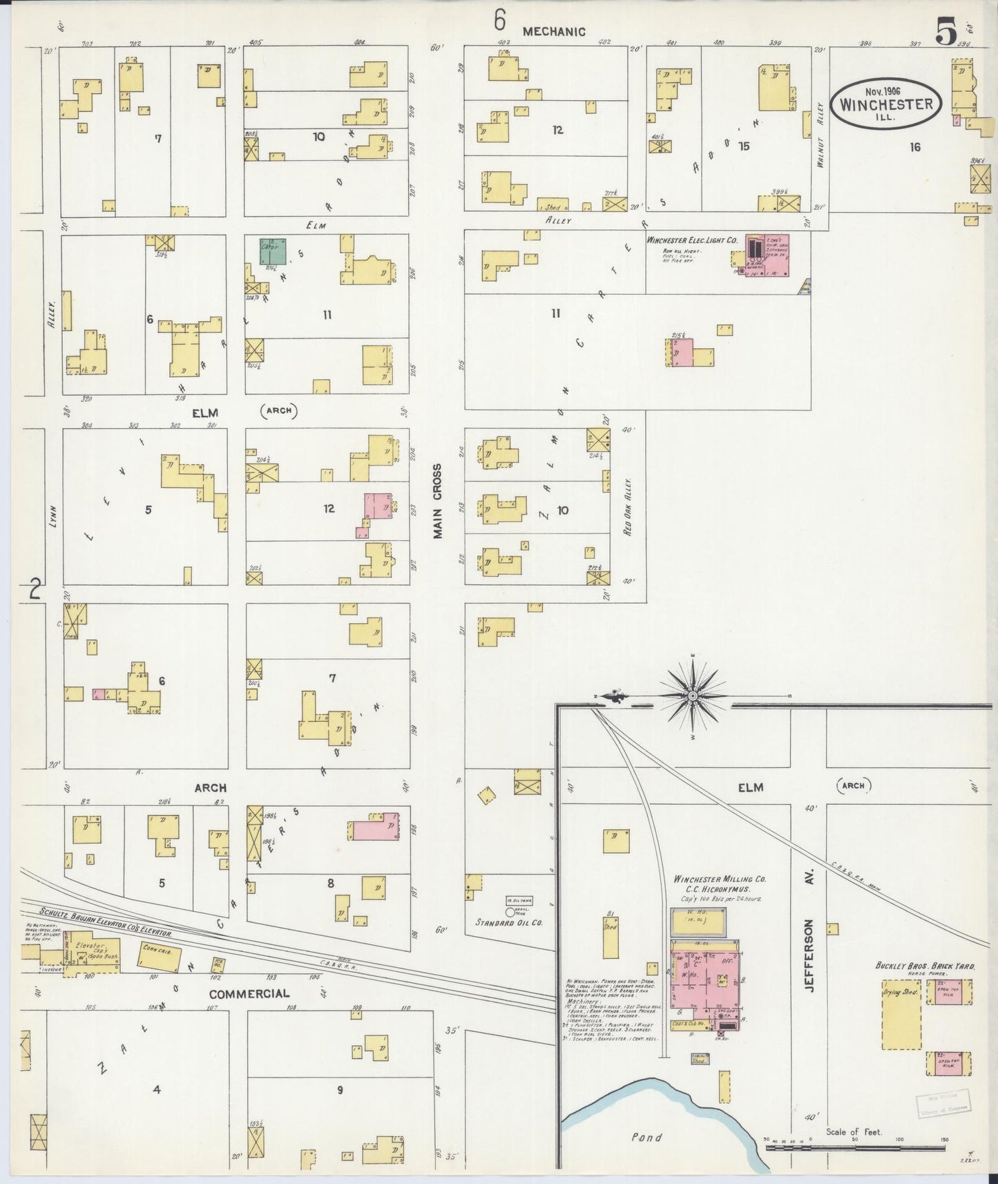 Sanborn Fire Insurance Map from Winchester, Scott County, Illinois (1906), Sheet #0005 - Historic Sanborn Fire Insurance Map Print, vintage old map wall art, antique decor, genealogy gift, Illinois Illinois map