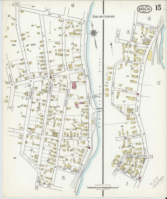 Sanborn Fire Insurance Map from Berlin, Coos County, New Hampshire (1920), Sheet #0015 - Historic Sanborn Fire Insurance Map Print, vintage old map wall art, antique decor, genealogy gift, New Hampshire New Hampshire map