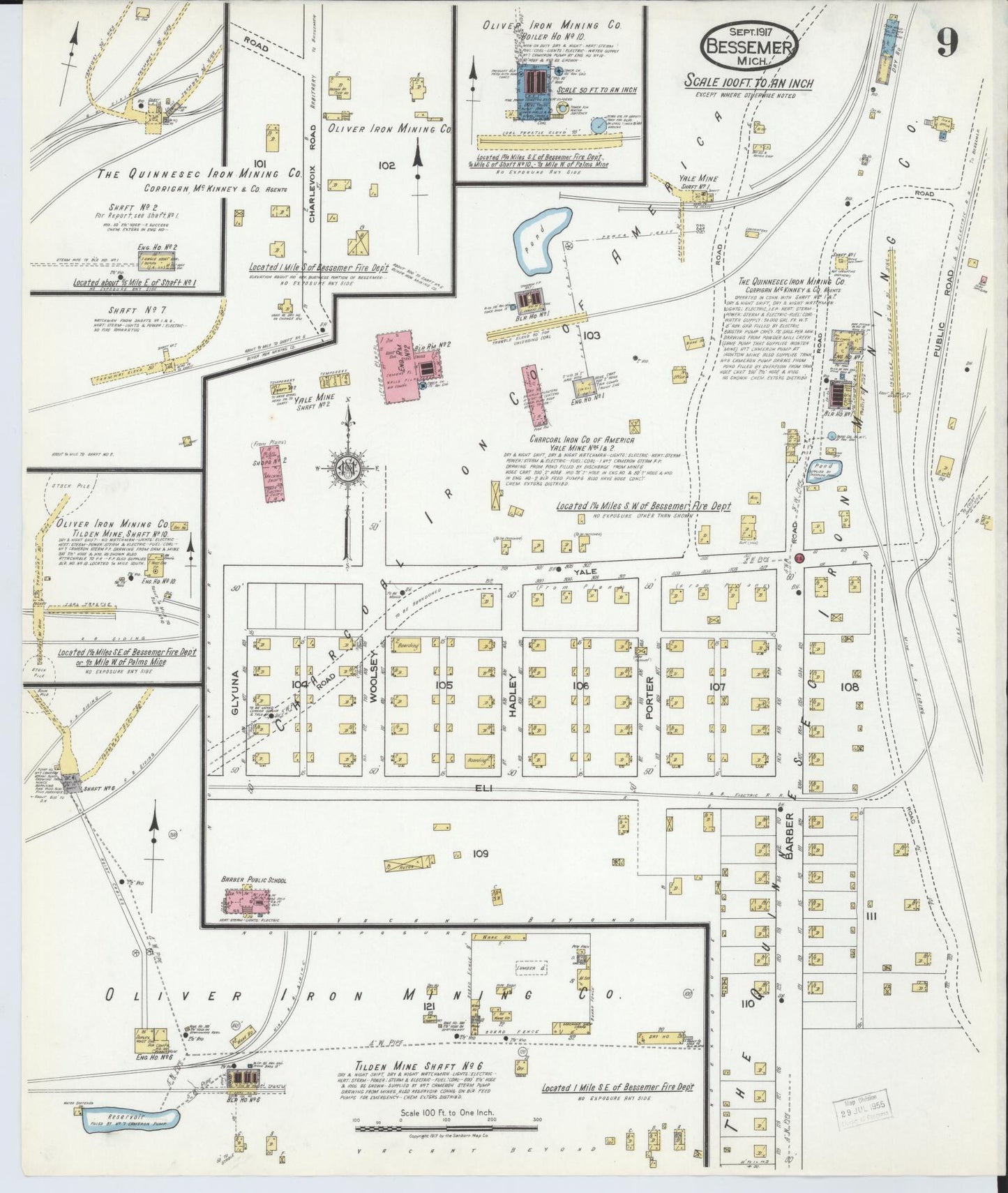 Sanborn Fire Insurance Map from Bessemer, Gogebic County, Michigan (1917), Sheet #0009 - Complete Map Set gallery image, historic Sanborn map, vintage wall art, Michigan Michigan