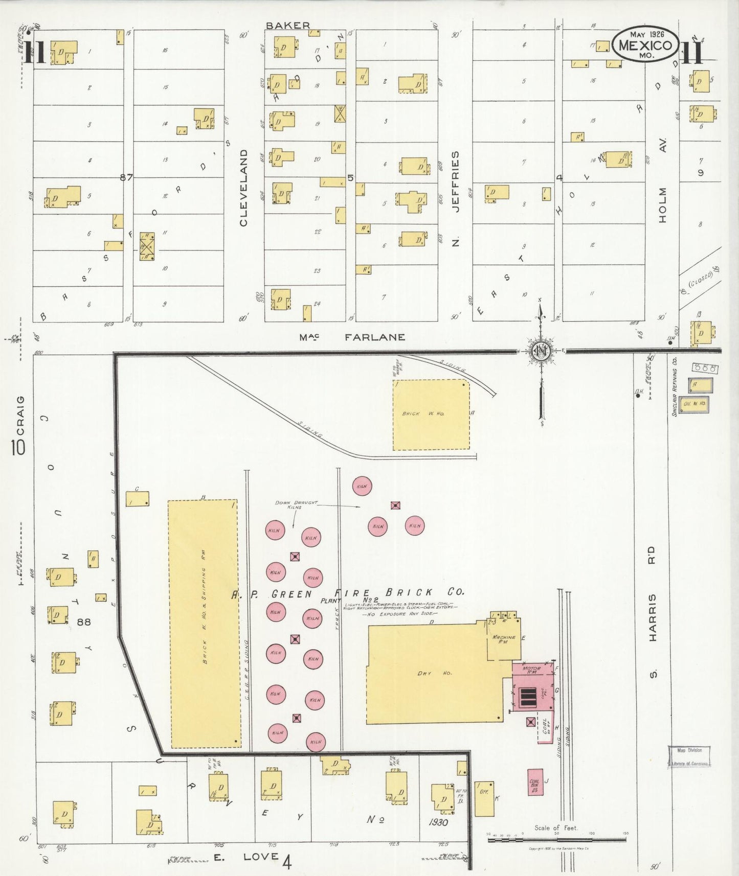 Sanborn Fire Insurance Map from Mexico, Audrain County, Missouri (1926), Sheet #0011 - Complete Map Set gallery image, historic Sanborn map, vintage wall art, Missouri Missouri