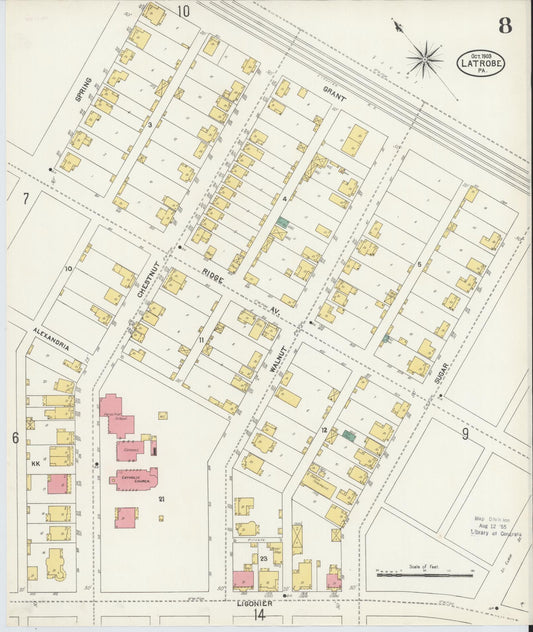 Sanborn Fire Insurance Map from Latrobe, Westmoreland County, Pennsylvania (1903), Sheet #0008 - Historic Sanborn Fire Insurance Map Print, vintage old map wall art, antique decor, genealogy gift, Pennsylvania Pennsylvania map