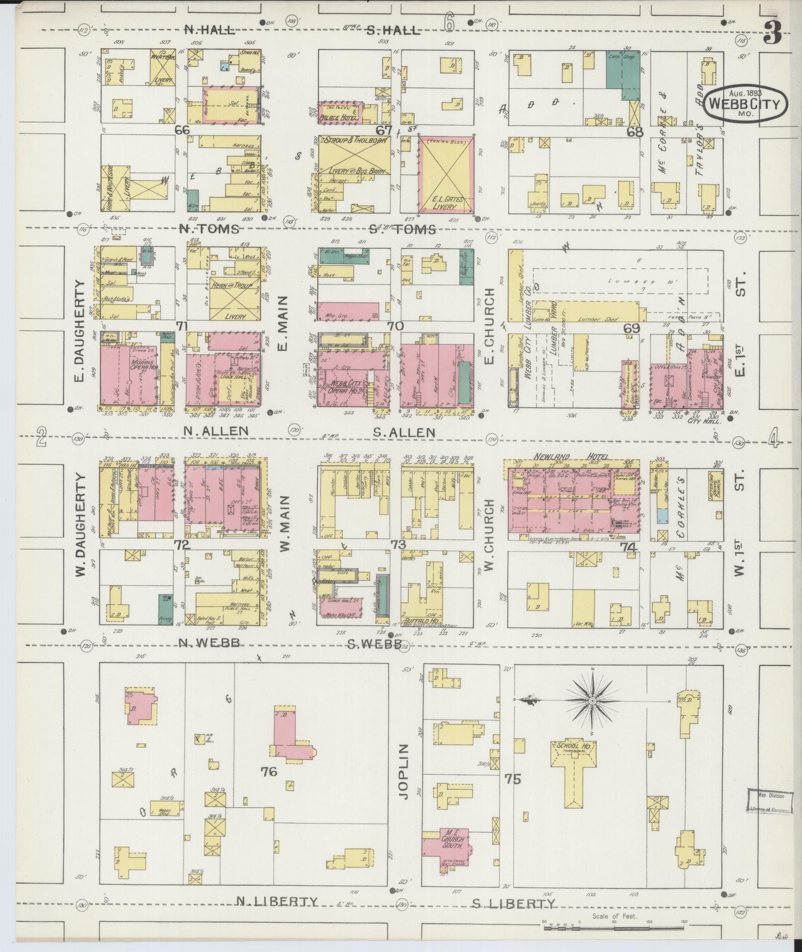 Sanborn Fire Insurance Map from Webb City, Jasper County, Missouri (1893), Sheet #0003 - Complete Map Set gallery image, historic Sanborn map, vintage wall art, Missouri Missouri