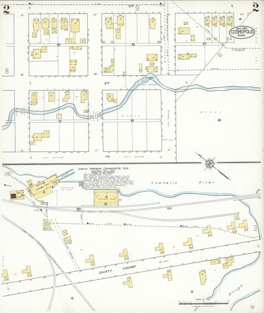 Sanborn Fire Insurance Map from Cosmopolis, Grays Harbor County, Washington (1926), Sheet #0002 - Historic Sanborn Fire Insurance Map Print, vintage old map wall art, antique decor, genealogy gift, Washington Washington map