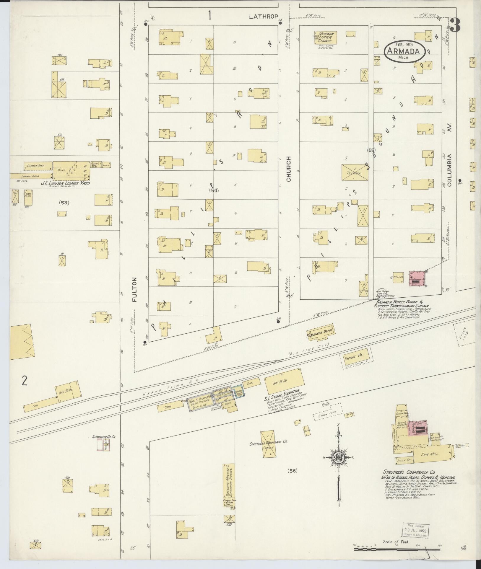 Sanborn Fire Insurance Map from Armada, Macomb County, Michigan (1913), Sheet #0003 - Complete Map Set gallery image, historic Sanborn map, vintage wall art, Michigan Michigan