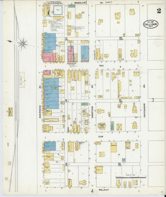 Sanborn Fire Insurance Map from Sallisaw, Sequoyah County, Oklahoma (1904), Sheet #0002 - Historic Sanborn Fire Insurance Map Print, vintage old map wall art, antique decor, genealogy gift, Oklahoma Oklahoma map