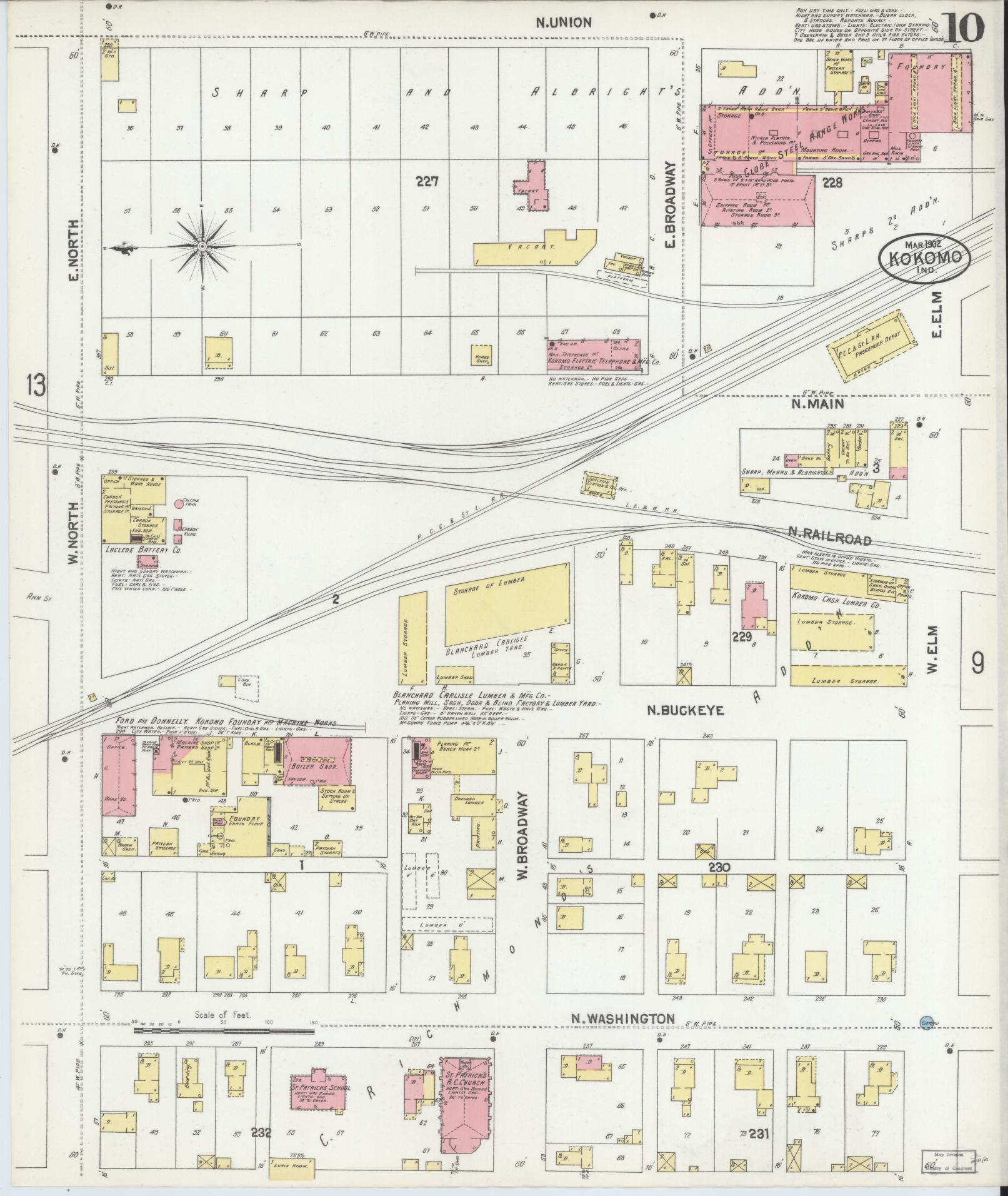 Sanborn Fire Insurance Map from Kokomo, Howard County, Indiana (1902), Sheet #0010 - Complete Map Set gallery image, historic Sanborn map, vintage wall art, Indiana Indiana