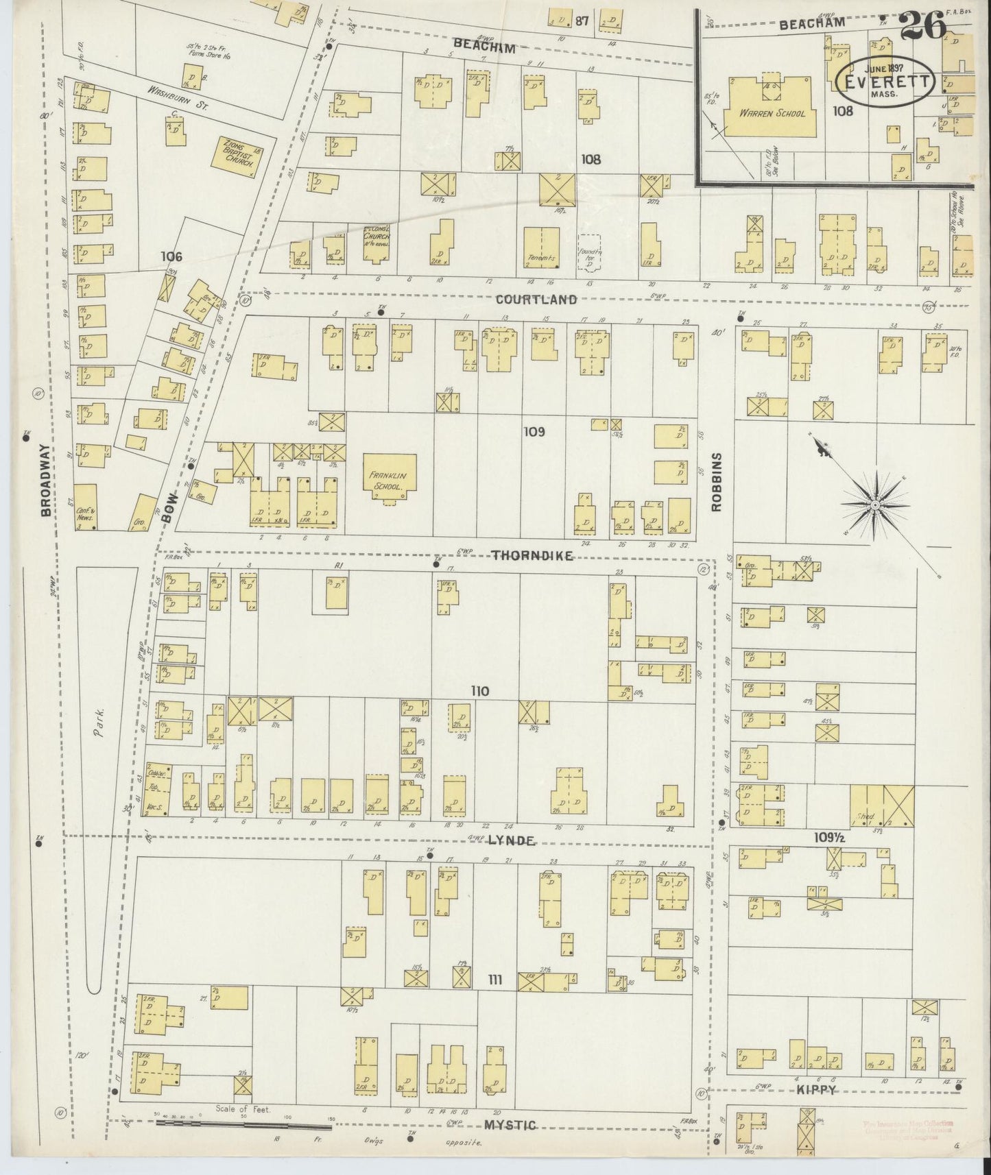 Sanborn Fire Insurance Map from Everett, Middlesex County, Massachusetts (1897), Sheet #0026 - Complete Map Set gallery image, historic Sanborn map, vintage wall art, Massachusetts Massachusetts