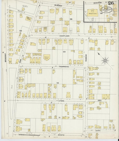 Sanborn Fire Insurance Map from Everett, Middlesex County, Massachusetts (1897), Sheet #0026 - Complete Map Set gallery image, historic Sanborn map, vintage wall art, Massachusetts Massachusetts