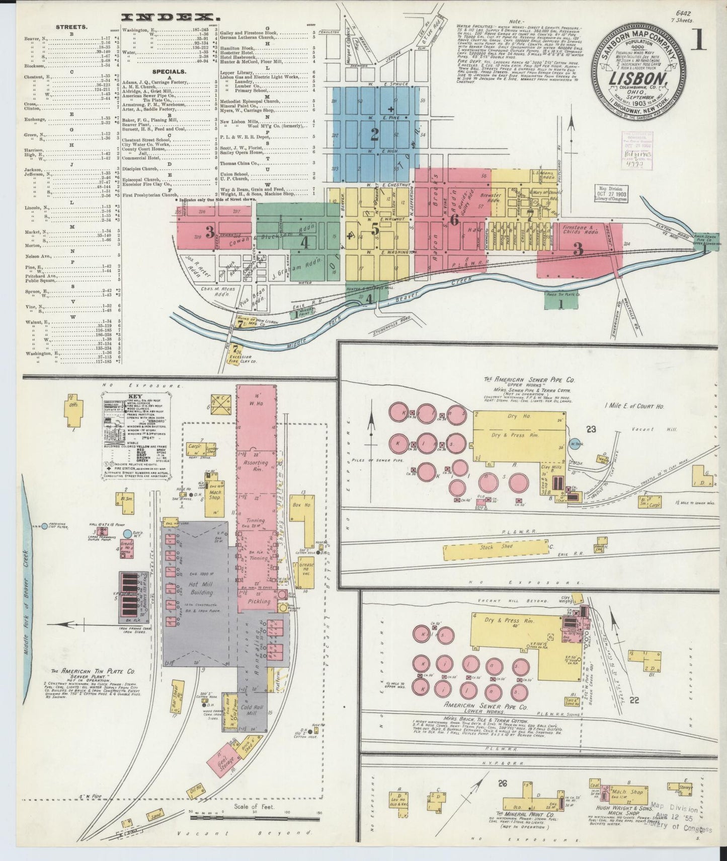 Sanborn Fire Insurance Map from Lisbon, Columbiana County, Ohio (1903), Sheet #0001 - Historic Sanborn Fire Insurance Map Print, vintage old map wall art, antique decor, genealogy gift, Ohio Ohio map