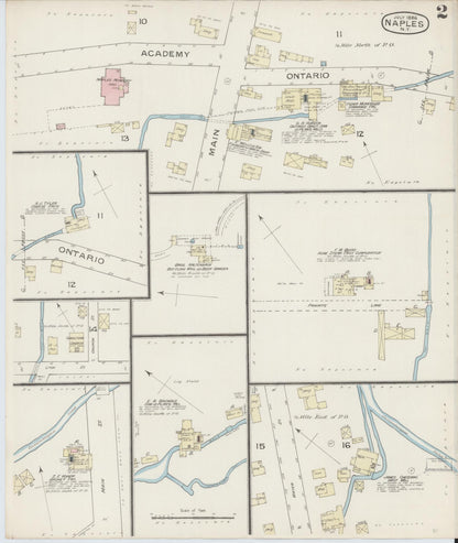 Sanborn Fire Insurance Map from Naples, Ontario County, New York (1886), Sheet #0002 - Historic Sanborn Fire Insurance Map Print, vintage old map wall art, antique decor, genealogy gift, New York New York map