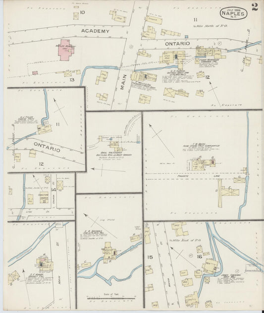 Sanborn Fire Insurance Map from Naples, Ontario County, New York (1886), Sheet #0002 - Historic Sanborn Fire Insurance Map Print, vintage old map wall art, antique decor, genealogy gift, New York New York map