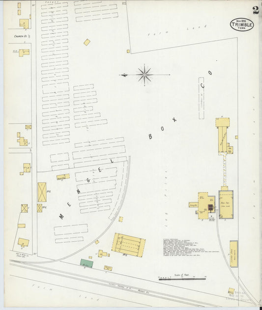 Sanborn Fire Insurance Map from Trimble, Dyer County, Tennessee (1899), Sheet #0002 - Historic Sanborn Fire Insurance Map Print, vintage old map wall art, antique decor, genealogy gift, Tennessee Tennessee map